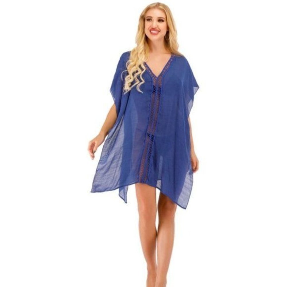 Mun and Me Boutique Lace Beach Coverup Bathing Suit Cover Up Summer Blue OS NWT